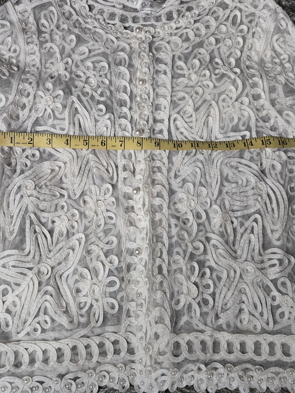 Rare Vintage White Lace Mesh Jacket Soutache Embroidered - Picture 2 of 9